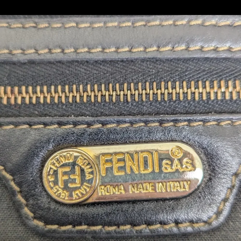 FENDI Black and Taupe Striped Crossbody or Shoulder Bag VTG